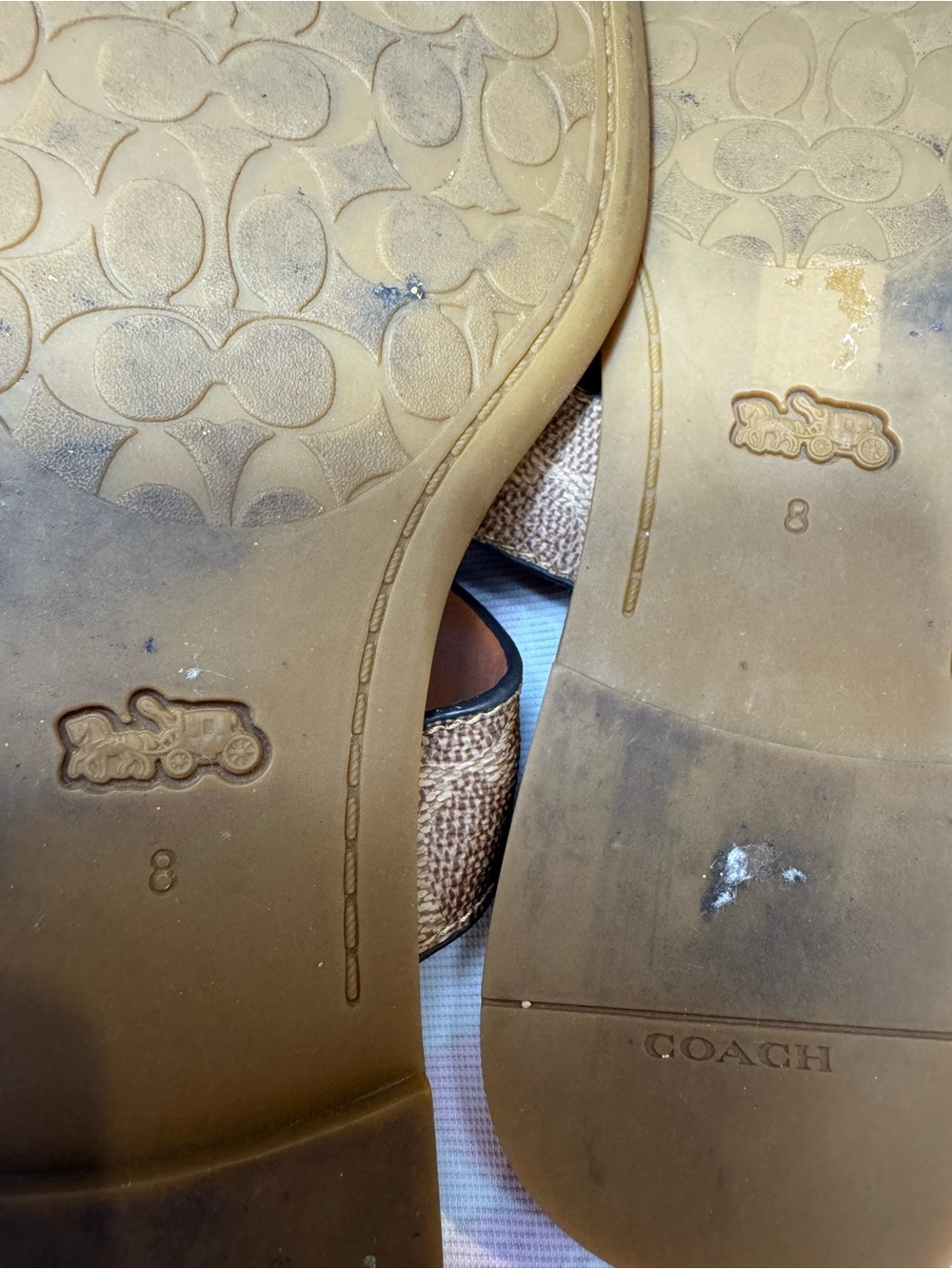 Coach Brown Tan Signature Thong Sandals with Gold Accent - Picture 2 of 9